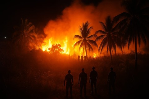 Incêndio de grandes proporções mobiliza forças de segurança e população em Guamaré