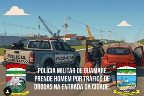 A 1ª CIPM, por meio do 3° Pelotão de Polícia Militar de Guamaré, PRENDE HOMEM POR TRÁFICO DE DROGAS NA RN-401