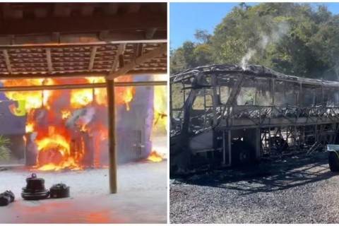 Ônibus da banda Djavú é destruído por incêndio em Minas Gerais